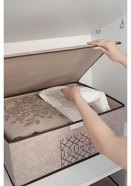 Keçe Kapaklı Baza Kutu Bej 50X40X19 cm 3 Adet indirimleri