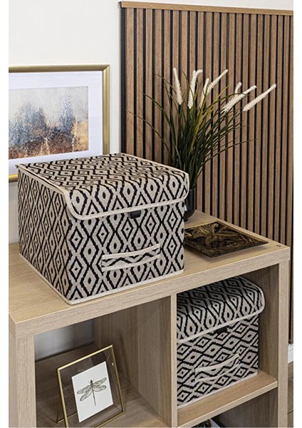 (2 Adet)Çok Amaçlı Kapaklı Kutu, Dolap Raf Düzenleyici, Dekoratif Saklama Kutusu 30X30X23 cm