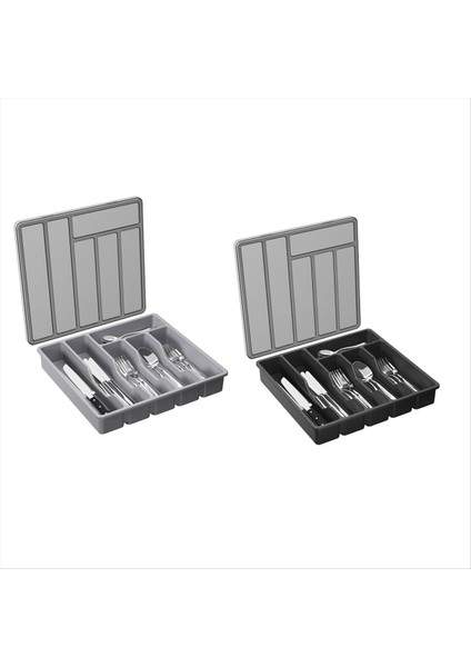 Kapaklı Gümüş Eşya Organizatörü Mutfak Çekmecesi ve Tezgah Plastik Çatal Bıçak ve Sofra Takımı Için Kapalı Kap Tepsisi (Yurt Dışından)