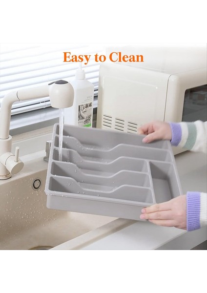 Kapaklı Gümüş Eşya Organizatörü Mutfak Çekmecesi ve Tezgah Plastik Çatal Bıçak ve Sofra Takımı Için Kapalı Kap Tepsisi (Yurt Dışından) fırsatları