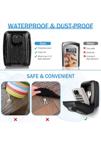 3x Anahtar Kutu Duvara Monte Büyük Anahtar Kutu Güvenli Dış Mekan Anahtar Kutusu 12 Kod Pas Geçirmez Hava Durumu Geçirmez Ağır Dergi Anahtar (Yurt Dışından) modelleri
