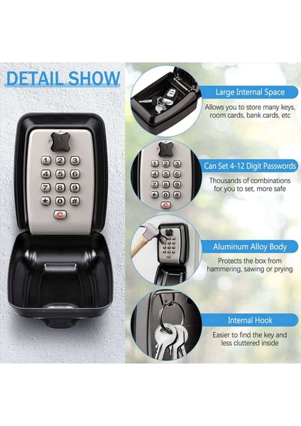 3x Anahtar Kutu Duvara Monte Büyük Anahtar Kutu Güvenli Dış Mekan Anahtar Kutusu 12 Kod Pas Geçirmez Hava Durumu Geçirmez Ağır Dergi Anahtar (Yurt Dışından) fırsatları
