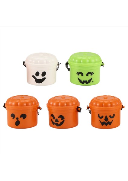 Çıkarılabilir Kapak ve Çalışma Kolu Mini Hile (5 Adet) ile Kabak Mini Kova Minyatür Cadılar Bayramı Kovaları (Yurt Dışından)