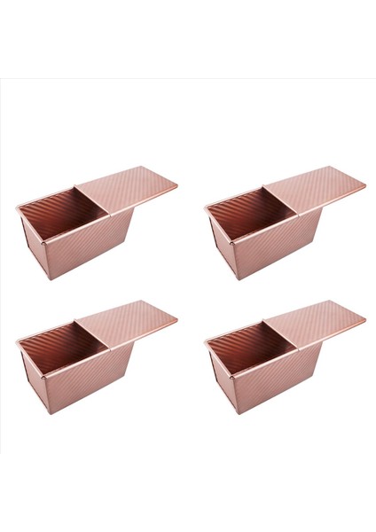 4x Pişirme Pullman Somun Tava Kapalı Ekmek Tavası Yapışmaz Dikdörtgen Fırın Hamur Boşluğu Için Oluklu Kızarmış Ekmek Kutusu (Yurt Dışından)