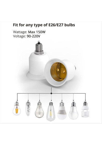 25 Paket E12 Ila E26 Adaptör E12 Işık Soketi Orta Taban E26 E27 Dönüştürücü Işık Soket Adaptörü Avize Soketi (Yurt Dışından) fırsatları