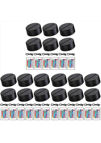 18 Adet 3D Gece LED Işık Lamba Tabanı 16 Renk Tabanı Akrilik ve Reçine Camı Için Dekoratif Işık Lambası Tabanı (Siyah) (Yurt Dışından)