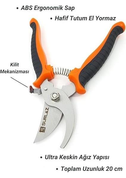 Tipi Budama Makası Kolay Temizlenebilir ve Hafif Yapı 2 Parça Set modelleri