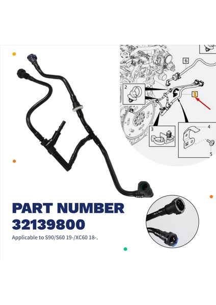 Volvo S90/S60 19-/XC60 18- XC90 Mk2 Fren Evaporatör Hortumu Için Yeni 32139800 Evaporatör Boru Fren Vakum Tüpü (Yurt Dışından) indirimleri