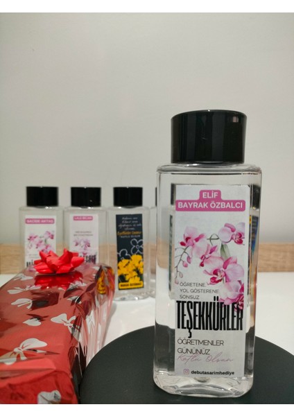 Öğretmenler Günü Hediyesi – Isme Özel 200 ml Hediyelik Kolonya (Özel Hediye Kutulu) Teşekkürler Model