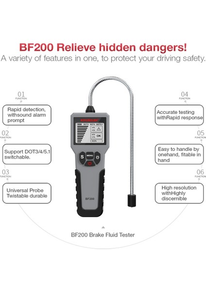 Kinbolen BF200 Araç Fren Yağı Test Merkezi Araç Fren Sıvı Aracı Dot3 Dot4 Dot5 1 LED Dijital Gösterge Fren Yağı Test Cihazı Kontrol Ekran (Yurt Dışından) fırsatları
