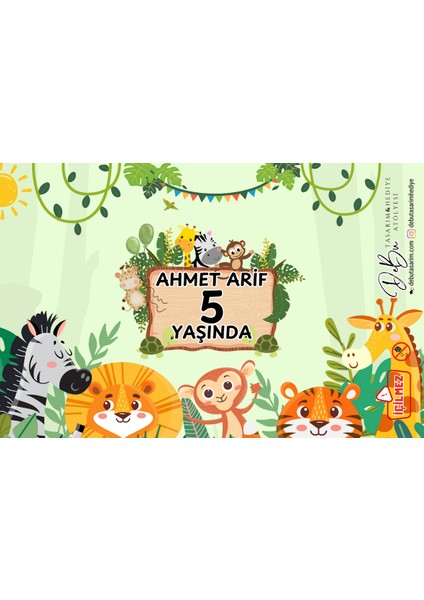 36 Adet Safari Orman Detaylı Isme Özel Köpük Baloncuk – Doğum Günü Hediyeliği ve Parti Süsü fiyatları