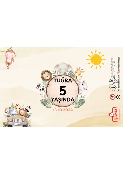 36 Adet Safari Araba Detaylı Isme Özel Köpük Baloncuk – Doğum Günü Hediyeliği ve Parti Süsü fiyatları