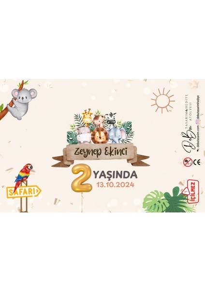 36 Adet Sevimli Hayvanlar Safari Temalı Isme Özel Köpük Baloncuk – Doğum Günü Hediyeliği ve Parti Süsü fiyatları