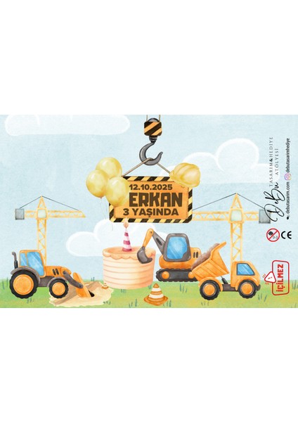 36 Adet Iş Makineleri ve Inşaat Temalı Isme Özel Köpük Baloncuk – Doğum Günü Hediyeliği ve Parti Süsü fiyatları
