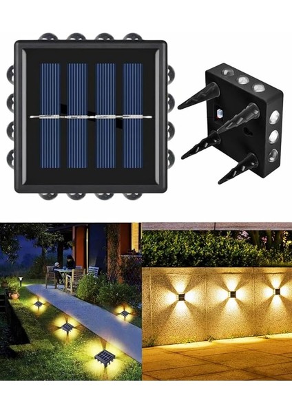 12 LED Solar Güneş Enerjili Bahçe Aydınlatma Gün Işığı Aplik LED Işık Işıldak Lamba Fener Süs Balkon Dekorasyonu Kamp Peyzaj Teras Avlu Havuz Veranda Su Geçirmez Duvar ve Zemine Uygun Otomatik On/off