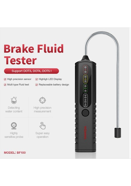 Yawoa BF100 Araç Fren Sıvı Test Cihazı 12V Araç Fren Yağı Aracı Destek Dot3 Dot4 Dot5 1 LED Gösterge Kontrol Ekranı (Yurt Dışından) fırsatları