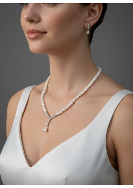 925 Ayar Gümüş Doğal Inci Set