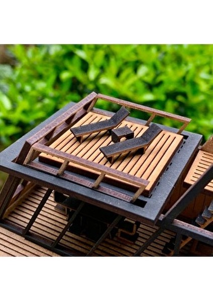 Minyatür Ev Yapım Seti Ahşap Malzemeden Modern A-Formlu 14.5 cm