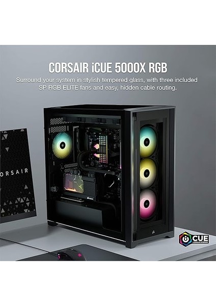 Icue 5000X Rgb CC-9011212-WW USB 3.1 Type-C Temperli Cam Siyah E-Atx Mid-Tower Gaming (Oyuncu) Kasa fiyatları