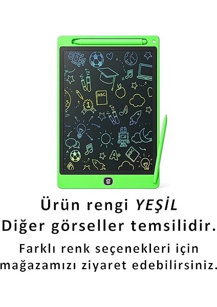 10 Inç Renkli LCD Yazı Tableti - Yeşil - Çocuklar Için Eğitici Çizim Tableti, Kalemli Silinebilir Ekran, Kağıt Tasarruflu Taşınabilir Not Defteri (3+ Yaş) fiyatları