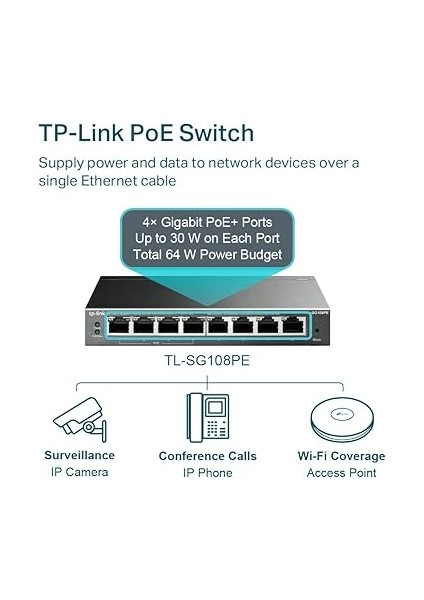 TL-SG108PE, 8 Port Gigabit / 4 Port Poe Smart Switch fırsatları