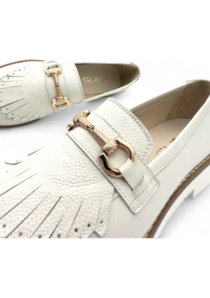 Cortessa Kırık Beyaz Hakiki Deri Casual Kadın Loafer