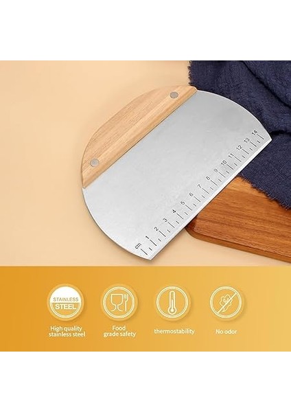 Home Çelik Hamur Kesici, Ahşap Saplı Metal Hamur Sıyrıcı, Makarna Sıyırma Aparatı, Hamur Dilimleyici, Makarna ve Makarnacılık Için Çelik Şekillendirici ve Porsiyonlayıcı, Mutfakta Çok Amaçlı Kul fırsatları