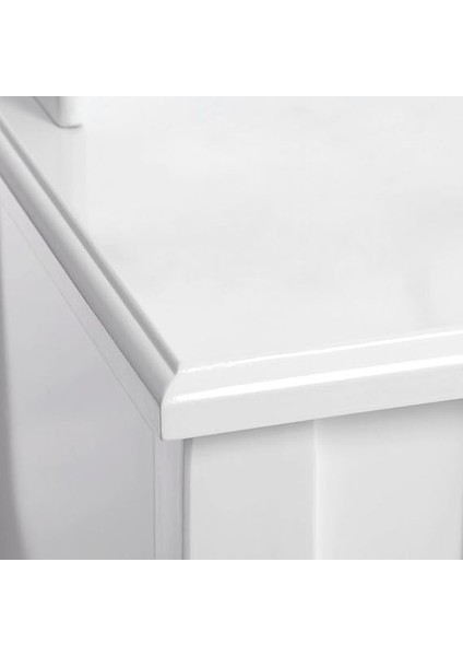 3 Aynalı ve Tabureli Tuvalet Masası, 7 Çekmece, Eğim Koruması, Lüks, 145 x 90 x 40 Cm, Beyaz RDT91W fırsatları