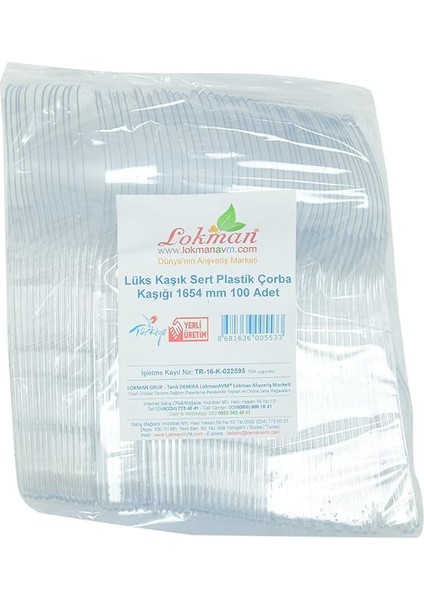 Lüks Kaşık Sert Plastik Çorba Kaşığı 1654 mm Şeffaf 100 Adet 1 Paket
