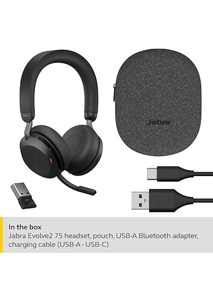 Evolve2 75 Kablosuz Pc Kulaklık, 8 Mikrofon Teknolojisi, Çift Köpük Stereo Kulaklık, Gelişmiş Aktif Gürültü Iptali, Usb-A Bluetooth Adaptörü ve Ms Takım Uyumluluğu, Siyah fırsatları