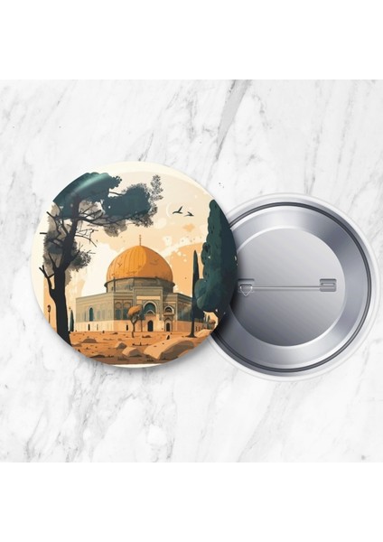 Filistin Kudüs Gazze Temalı 8 Farklı Çeşit Iğneli Yaka Rozeti 58 mm Büyük Boy
