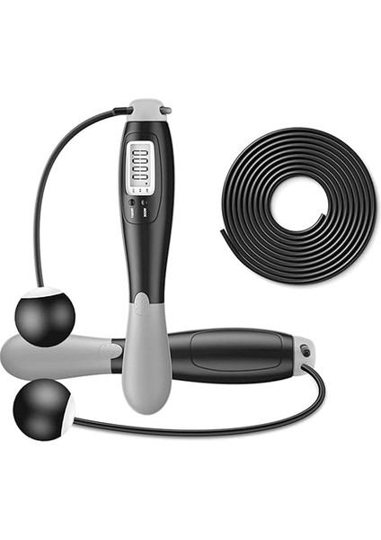 Çift LED Dijital Sayaçlı 4 Modlu Akıllı Çelik Ip Atlama Fitness Kondsiyon Gri modelleri