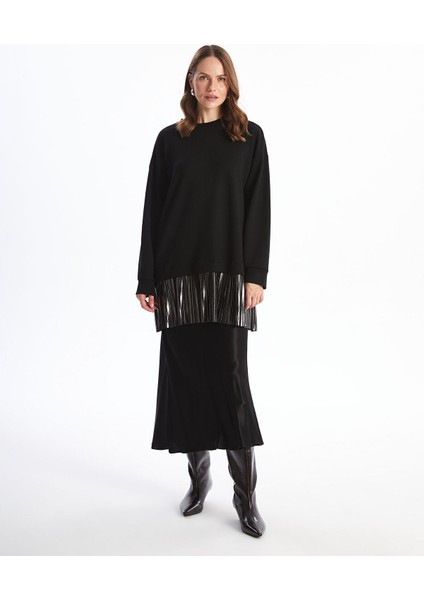 Yeni Sezon Bisiklet Yaka Düz Oversize Kadın Sweatshirt Tunik fiyatları