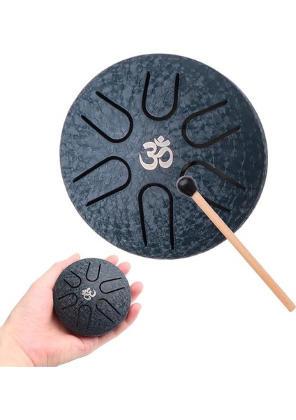 Mini Çelik Dilli Davul 3 Inç (8 Cm) Bagetli 6 Nota El Perküsyon, Müzik Kitabı, Çekiç, Müzikal Yogaya Yeni Başlayanlar Yetişkin Çocuklar Için Handpan (Mavi)