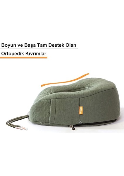 Bambu Serisi | Ortopedik Boyun ve Seyahat Yastığı | Haki Renk fırsatları