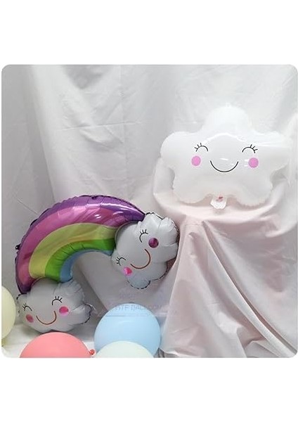 Yaş Gökkuşağı Bulut Konsepti Doğum Günü Parti Kutlama Seti Renkli Ebatlar ve Neşeli Desenler fiyatları