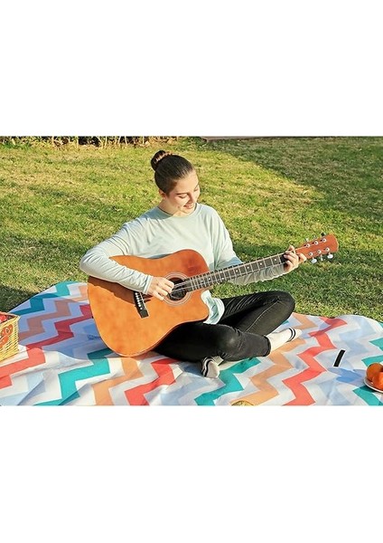 Picnic Blanket, 200 x 200 Cm, Outdoor Beach Blanket For Camping, Park, Yard, With Waterproof Backing, Foldable, Red Wave Pattern GCM70KW fiyatları