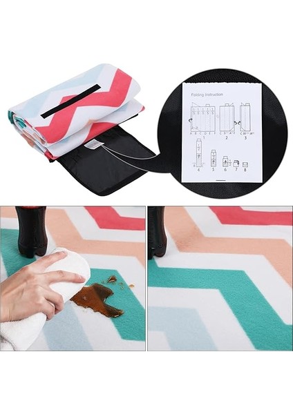 Picnic Blanket, 200 x 200 Cm, Outdoor Beach Blanket For Camping, Park, Yard, With Waterproof Backing, Foldable, Red Wave Pattern GCM70KW indirimleri