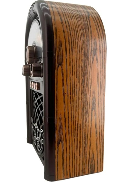 Retro Radyo Taşınabilir Bluetooth Speaker ve Hoparlör Ahşap Kaplama Klasik Antika Tarzı Iç ve Dış Mekan Multiband USB Girişli Dekoratif Klasik Radyo R-1950-BTL (Koyu Kahverengi R-1950-BTL) fırsatları