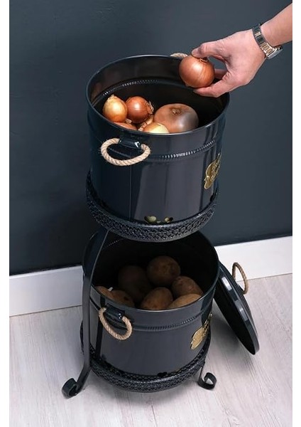 Home 2 Katlı Büyük Boy Patates Soğan Kovası-Antrasit modelleri