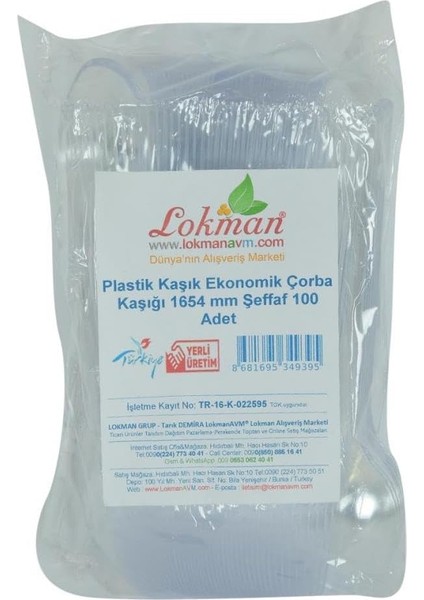 Plastik Kaşık Ekonomik Çorba Kaşığı 1654 mm Şeffaf 100 Adet 1 Paket