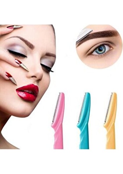 Katlanabilir Kaş Usturası 3 Adet Pastel Renkli Kullanım Kolaylığı