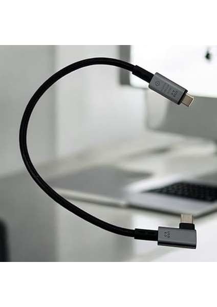 40GBPS 240W 4.0 Thunderbolt L Shape Type-C To Type-C Şarj, Data ve 8k 60Hz Data Transfer Kablosu Tip C 30 cm - PD240W modelleri