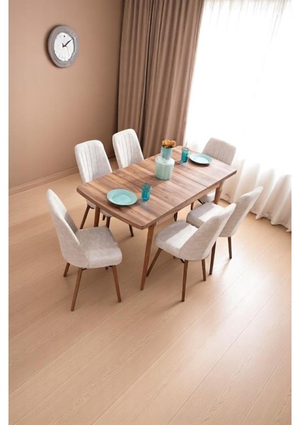 Mutfak Masası Takımı | 4 Kişilik Açılır Masa Sandalye Takımı | Yemek Masası | Masa Takımı - Krem fiyatları