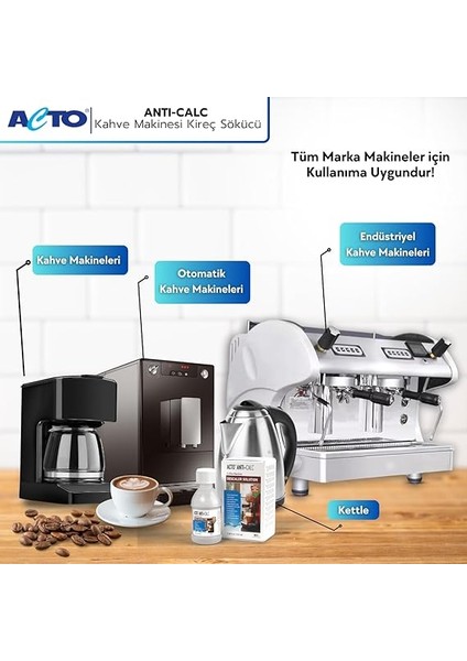 Antı-Calc 100 ml - Espresso Makinesi, Kahve Makinesi Kireç Çözücü, Her Tür Kahve Makinesi ve Su Isıtıcısı Için Sıvı Kireç Çözücü fırsatları