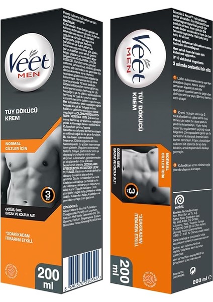 Men Tüy Dökücü Krem Erkeklere Özel Normal Ciltler 200 ml