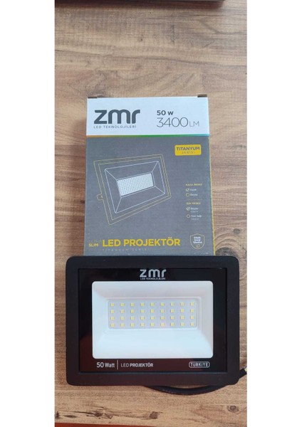 50 W IP65 Dış Mekan LED Projektör Siyah Kasa Beyaz Işık - Bahçe Bina Aydınlatması