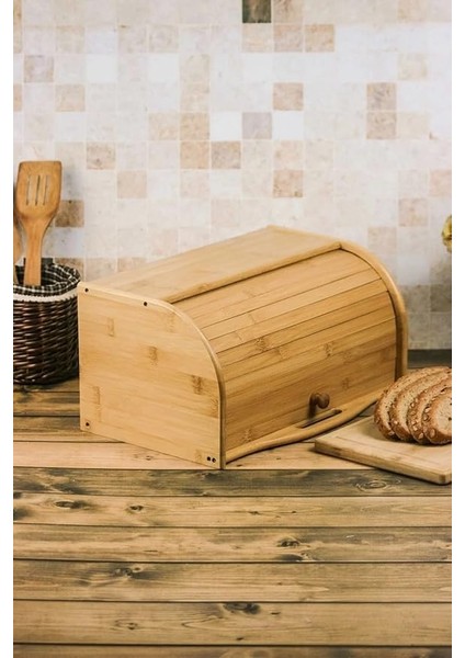 Bambu Lüks Panjur Kapaklı Büyük Ekmek Dolabı, Bambu Ekmek Kutusu Ekmek Dolabı, Ekmek Sepeti Sandığı, Ekmeklik, Çok Amaçlı Bambu Kutu