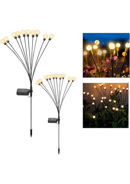 Firefly Solar Pathway Lights, 2 Adet Dış Mekan Aydınlatması, Ateş Böceği Işığı, Led, Su Geçirmez, Sallanan Bahçe Lambası, Yıldızlı Gökyüzü, Avlu, Veranda, Güneş Enerjili Bahçe Dekorasyon Lambaları