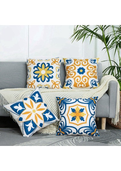 Adet Dış Mekan Su Geçirmez Yastık Kılıfı Seti 18X18 Inç Mandala Çiçek Dekoratif Yastık Kılıfları Bohem Tarzı Geometrik (Yurt Dışından) modelleri